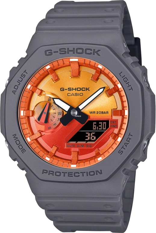 Casio,G-SHOCK 45.40mm,45.40mm,Carbon,Bio-sourced,Resin,Dual,Charcoal Red,Gradient,Quartz,Countdown,Chronograph,Month,Date,Hardlex,Octagon,GA2100FL,GA2100FL-8A