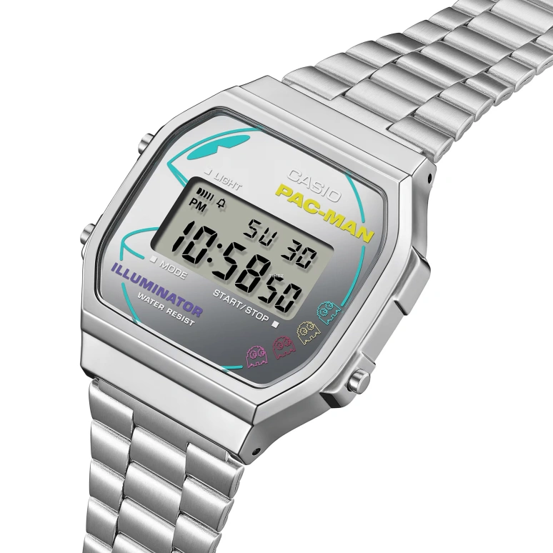Casio,VINTAGE 38.60x36.30mm,38.60x36.30mm,Resin,Silver,Quartz,Chronograph,Month,Date,Day,Plexi,Square,A168WEPC,A168WEPC-7A