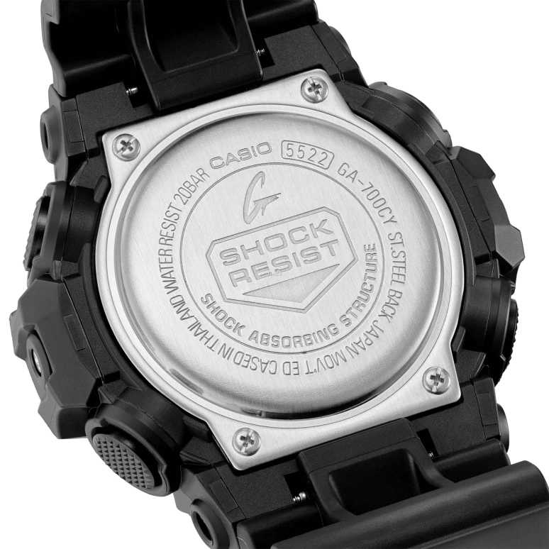 Casio,G-SHOCK 53.40mm,53.40mm,Resin,Black,Quartz,Countdown,Chronograph,Month,Date,Hardlex,Round,GA700CY,GA700CY-1A