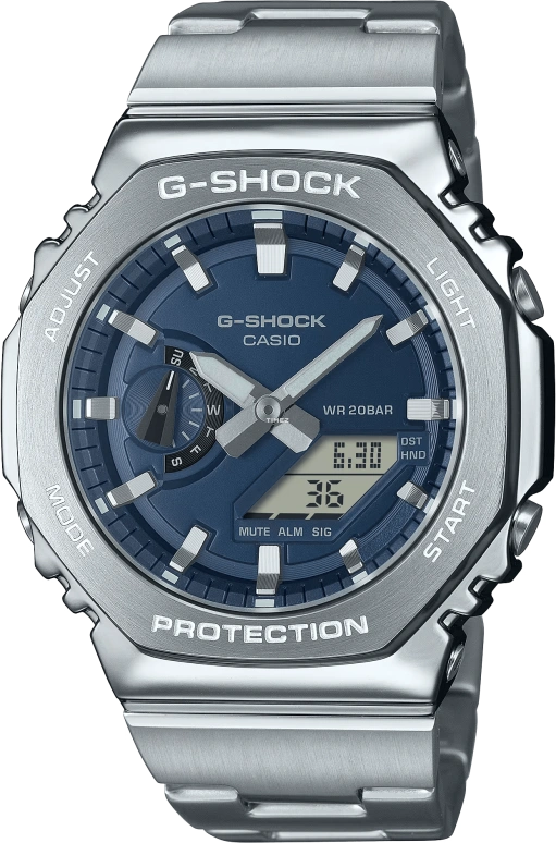 Casio,G-STEEL 49.30x44.40mm,49.30x44.40mm,Resin,Blue,Quartz,Countdown,Chronograph,Month,Date,Hardlex,Octagon,GM2110D,GM2110D-2B