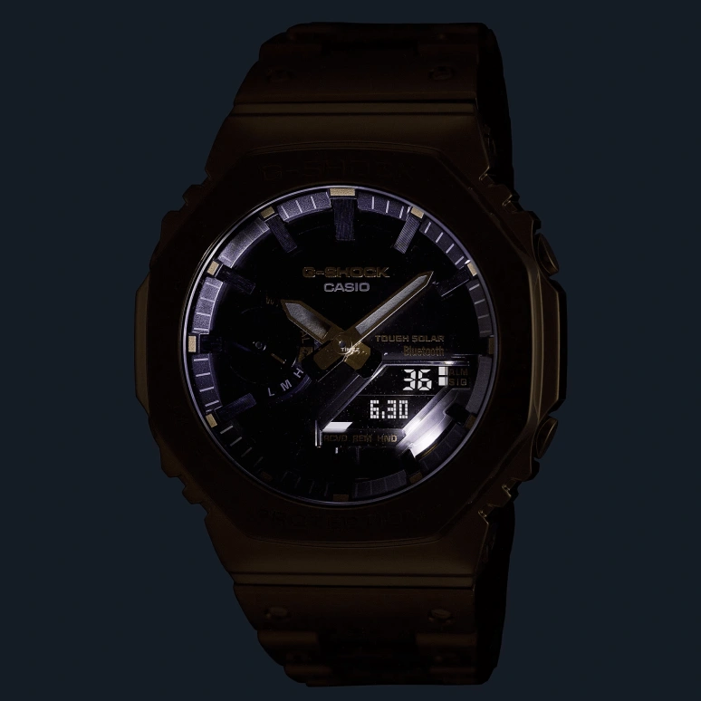 Casio,G-SHOCK 44.40mm,44.40mm,Stainless Steel,Black,Quartz,Countdown,Chronograph,Month,Date,Hardlex,Octagon,GMB2100GD,GMB2100GD-9A