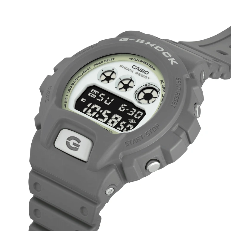 Casio,G-Shock 6900 53.20x50mm,53.20x50mm,Resin,White,Black,Quartz,Countdown,Chronograph,Month,Date,Hardlex,Round,DW6900HD,DW6900HD-8
