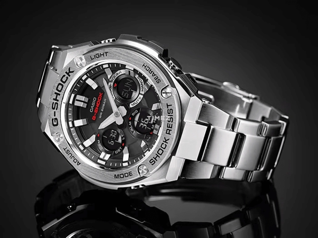 Casio,G-STEEL 52.40mm,52.40mm,Resin,Black,Quartz,Countdown,Chronograph,Month,Date,Hardlex,Round,GSTS110D,GSTS110D-1A