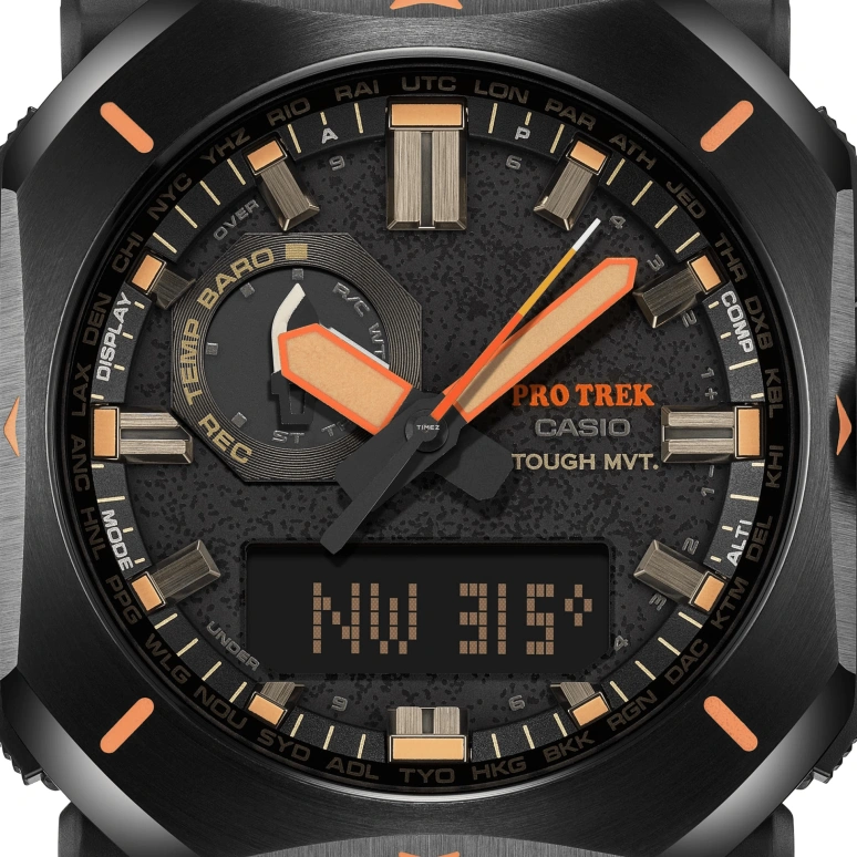 Casio,PROTREK 49.60x44.80mm,49.60x44.80mm,Resin,Black,Quartz,Countdown,Chronograph,Month,Date,Hardlex,Square,PRW6900YL,PRW6900YL-5