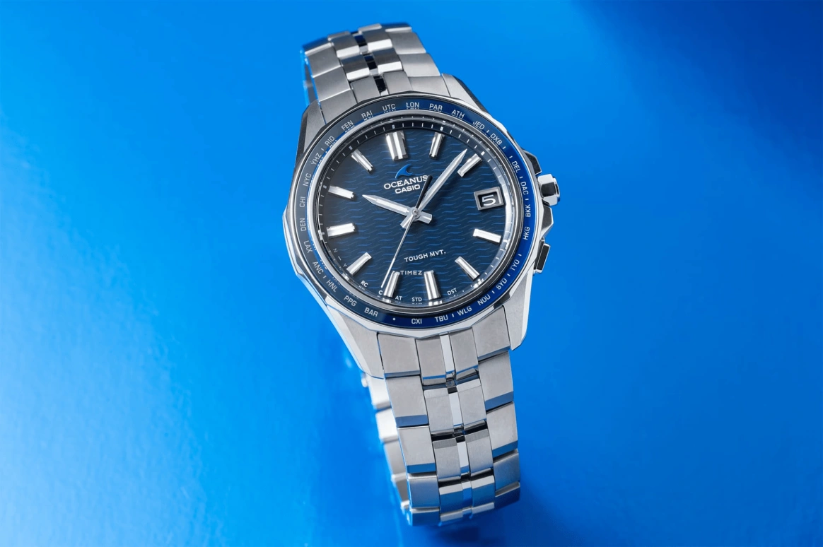 Casio,OCEANUS 46.50x41.30mm,46.50x41.30mm,Titanium,Blue,Quartz,Day,World Time,OCWS400,OCWS400-2A