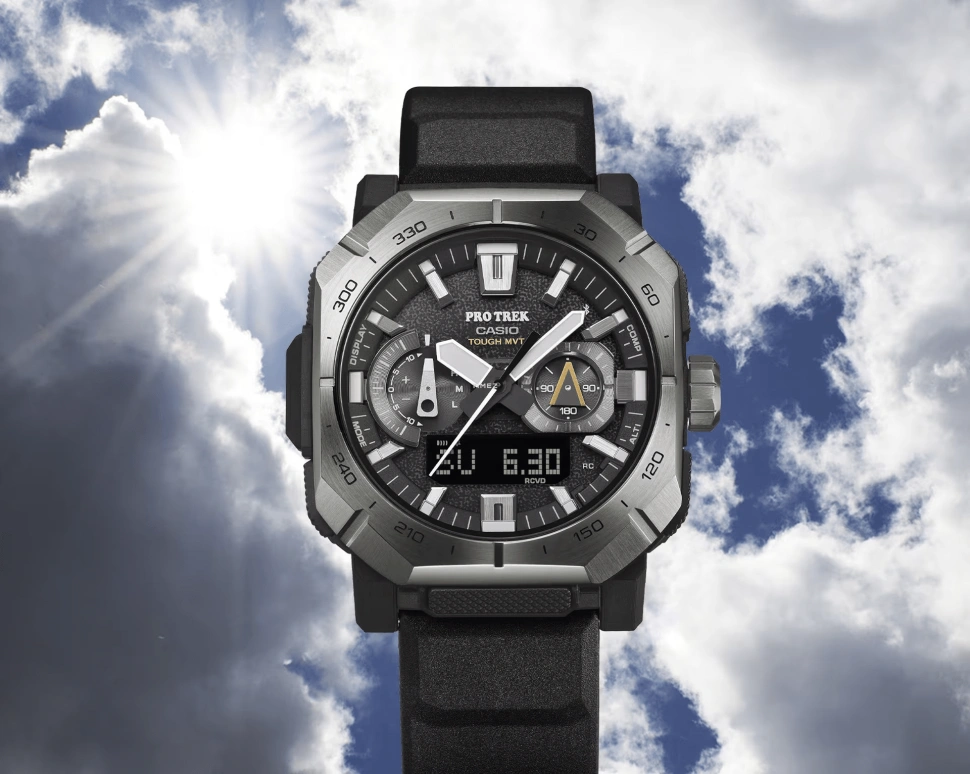 Casio,PROTREK 50.80x45.80mm,50.80x45.80mm,Resin,Stainless Steel,Bio-sourced,Black,Quartz,Countdown,Chronograph,Month,Date,Sapphire,Crystal Glass,Square,PRWB1000,PRWB1000-1