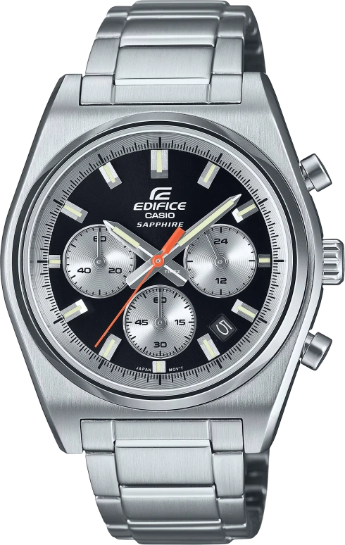 Casio,EDIFICE 40mm,40mm,Stainless Steel,Black,Quartz,Chronograph,Day,EFB730D,EFB730D-1AV