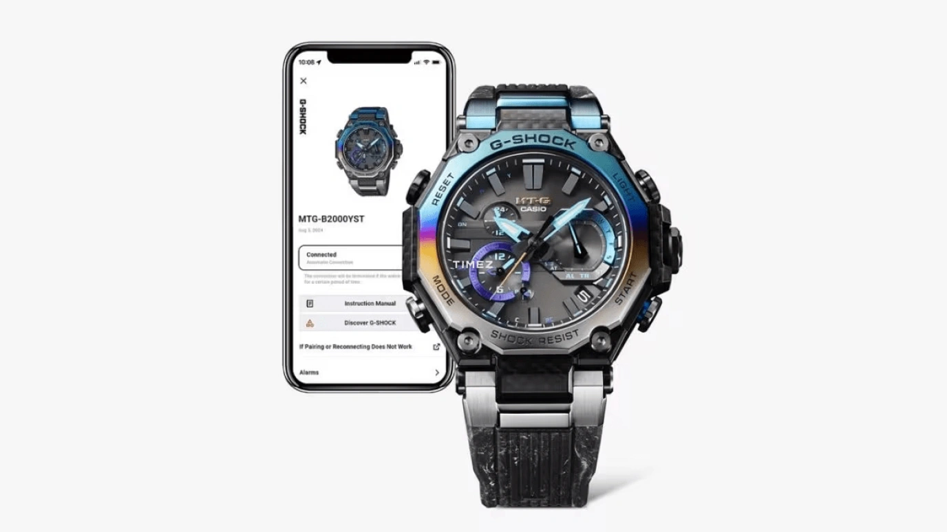 Casio,MTG 55.10x49.80mm,55.10x49.80mm,Stainless Steel,Grey,Blue,Quartz,Countdown,Chronograph,Month,Date,Hardlex,Round,MTGB2000YST,MTGB2000YST-1