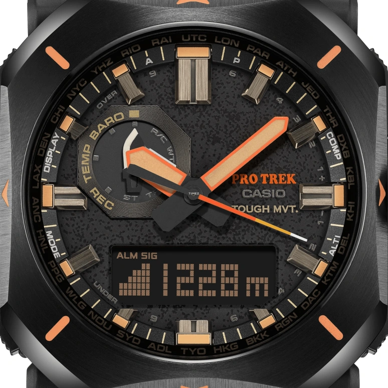 Casio,PROTREK 49.60x44.80mm,49.60x44.80mm,Resin,Black,Quartz,Countdown,Chronograph,Month,Date,Hardlex,Square,PRW6900YL,PRW6900YL-5