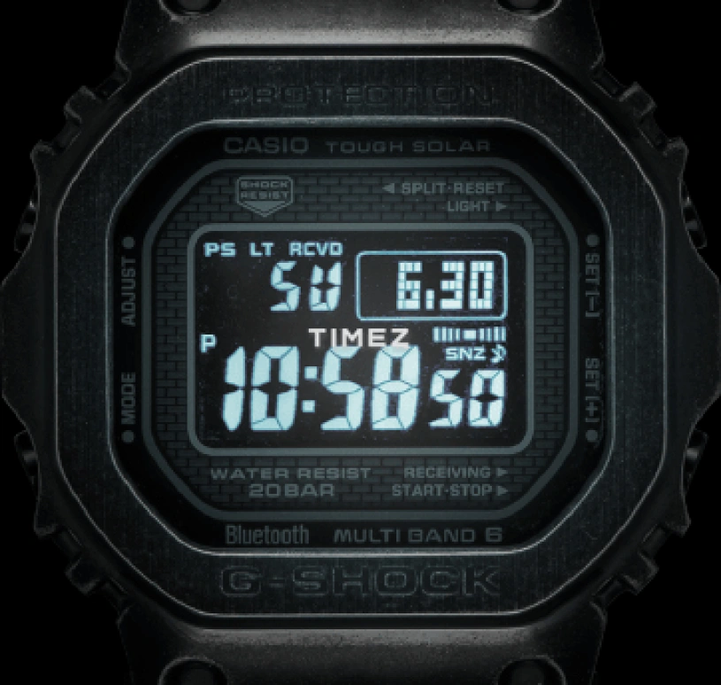 Casio,G-SHOCK 49.30x43.20mm,49.30x43.20mm,Stainless Steel,Black,Quartz,Countdown,Chronograph,Perpetual Calendar,Month,Square,GMW,GMW-B5000V-1