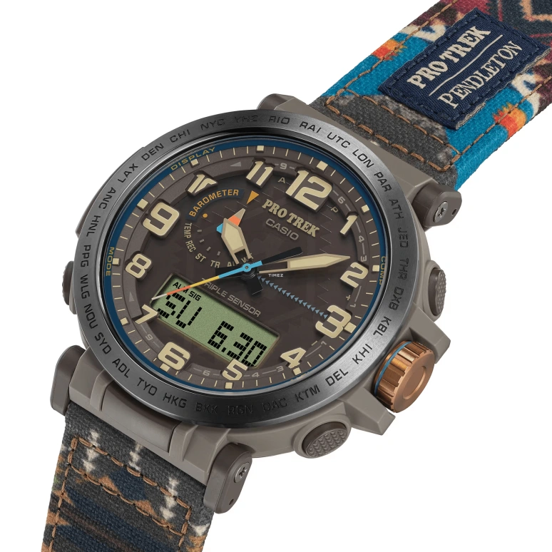 Casio,PROTREK 51.60x51.50mm,51.60x51.50mm,Resin,Black,Quartz,Countdown,Chronograph,Month,Date,Hardlex,Round,PRG601PE,PRG601PE-5