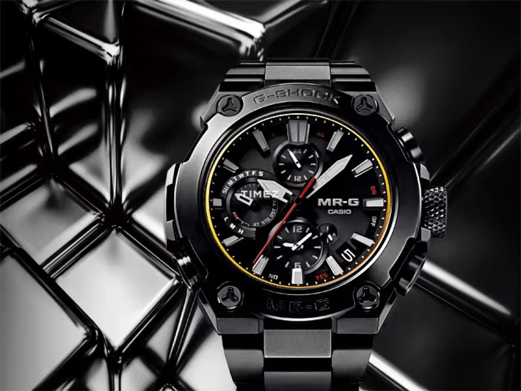 Casio,MR-G 52.20x46.30mm,52.20x46.30mm,Titanium,Black,Quartz,Countdown,Chronograph,Month,Date,Sapphire,Crystal Glass,Round,MRGB1000B,MRGB1000B-1A