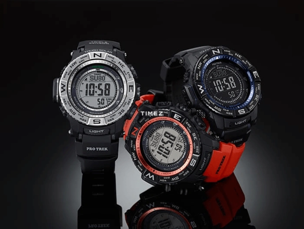 Casio,PROTREK 56.90x53.40mm,56.90x53.40mm,Stainless Steel,Resin,Grey,Quartz,Countdown,Chronograph,Month,Date,Hardlex,Glass,Round,PRW3500,PRW3500-1