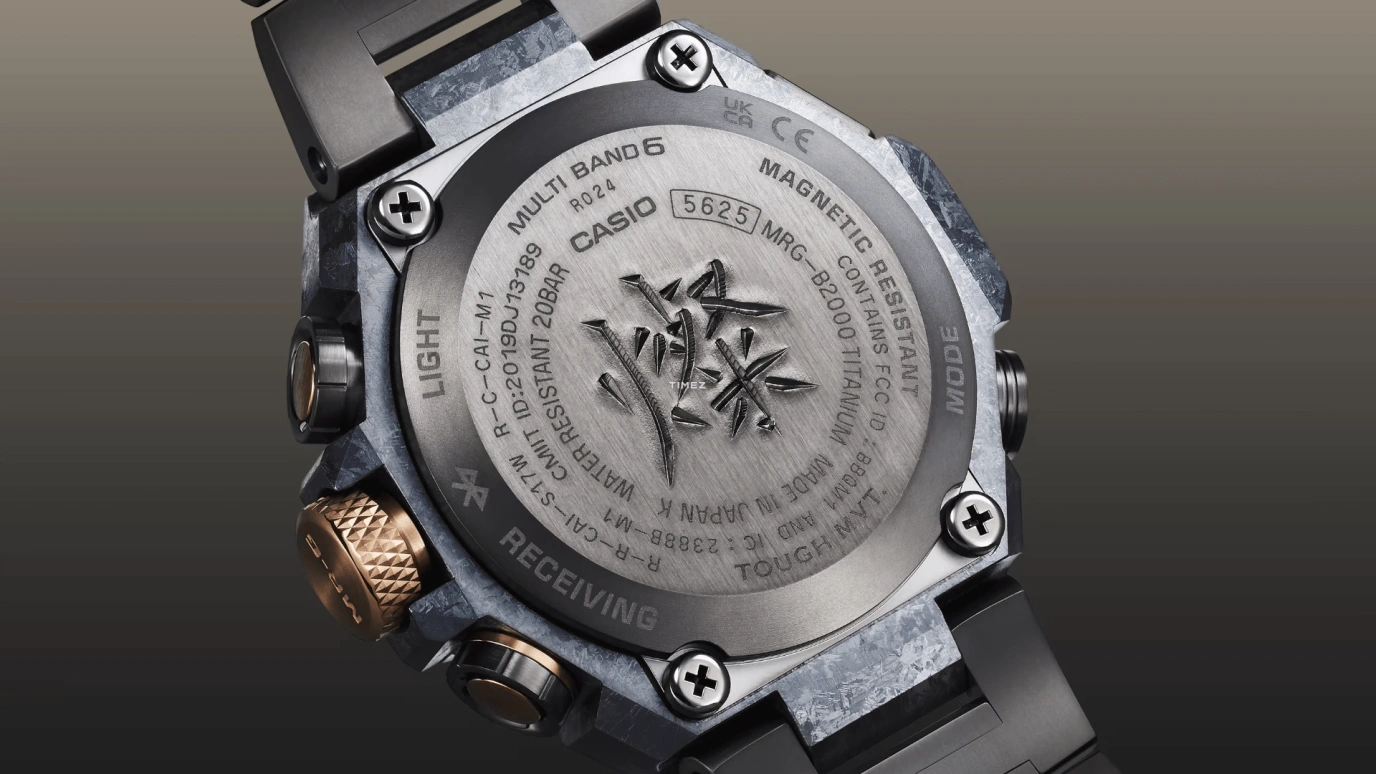 Casio,MR-G 54.70x49.80mm,54.70x49.80mm,Titanium,Black,Quartz,Countdown,Chronograph,Month,Date,Sapphire,Crystal Glass,Round,MRGB2000JS,MRGB2000JS-1A