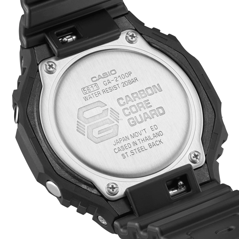 Casio,G-SHOCK 48.50x45.40mm,48.50x45.40mm,Resin,Carbon,Black,Quartz,Countdown,Chronograph,Month,Date,Hardlex,Round,GA2100P,GA2100P-1A