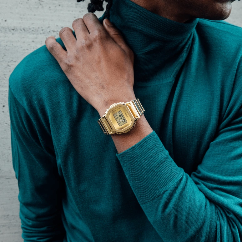 Casio,G-SHOCK 49.60x43.20mm,49.60x43.20mm,Resin,Gold,Quartz,Countdown,Chronograph,Month,Date,Hardlex,Square,GM5600YMG,GM5600YMG-9