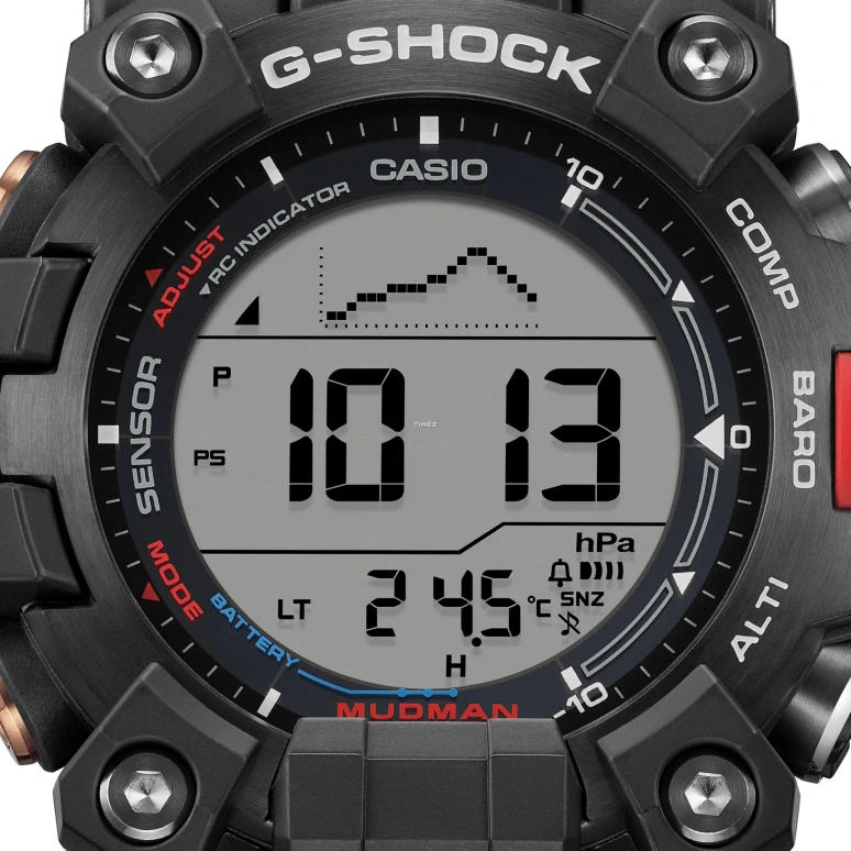 Casio,MASTER OF G - LAND 52.70mm,52.70mm,Bio-sourced,Resin,Black,Grey,Quartz,Countdown,Chronograph,Month,Date,Hardlex,Round,GW9500TLC,GW9500TLC-1