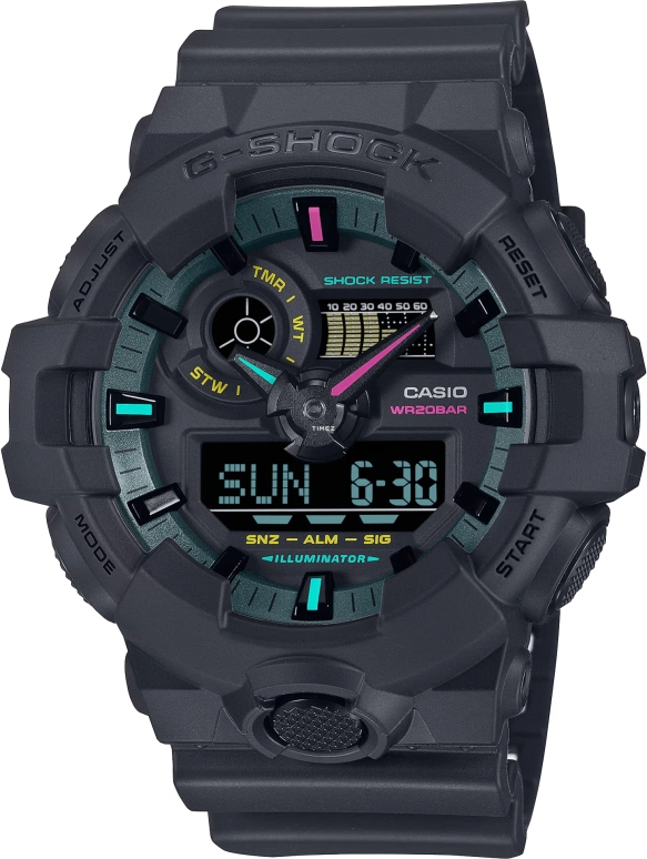 Casio,G-SHOCK 53.40mm,53.40mm,Bio-sourced,Resin,Black,Quartz,Countdown,Chronograph,Month,Date,Hardlex,Round,GA700MF,GA700MF-1A