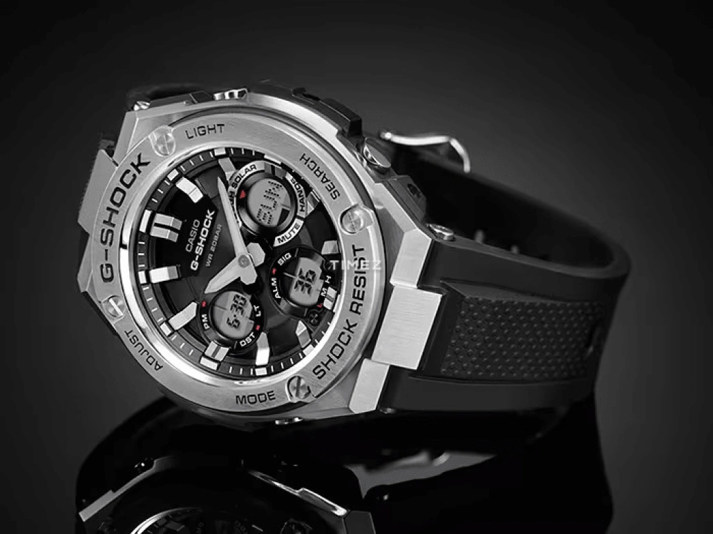 Casio,G-STEEL 59.10x52.40mm,59.10x52.40mm,Stainless Steel,Resin,Black,Quartz,Countdown,Chronograph,Month,Date,Hardlex,Round,GSTS110,GSTS110-1A