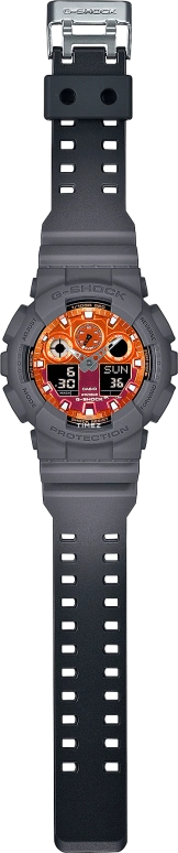Casio,G-Shock GA-100 51.20mm,51.20mm,Resin,Orange,Quartz,Countdown,Chronograph,Month,Date,Hardlex,Round,GA100FL,GA100FL-8A