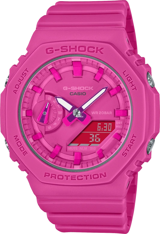 Casio,G-SHOCK 46.20x42.90mm,46.20x42.90mm,Carbon,Resin,Pink Red,Quartz,Countdown,Chronograph,Month,Date,Hardlex,Octagon,GMAS2100P,GMAS2100P-4A