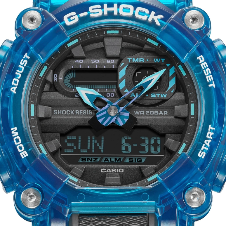 Casio,G-SHOCK 49.50mm,49.50mm,Resin,Black,Quartz,Countdown,Chronograph,Month,Date,Hardlex,Round,GA900SKL,GA900SKL-2A