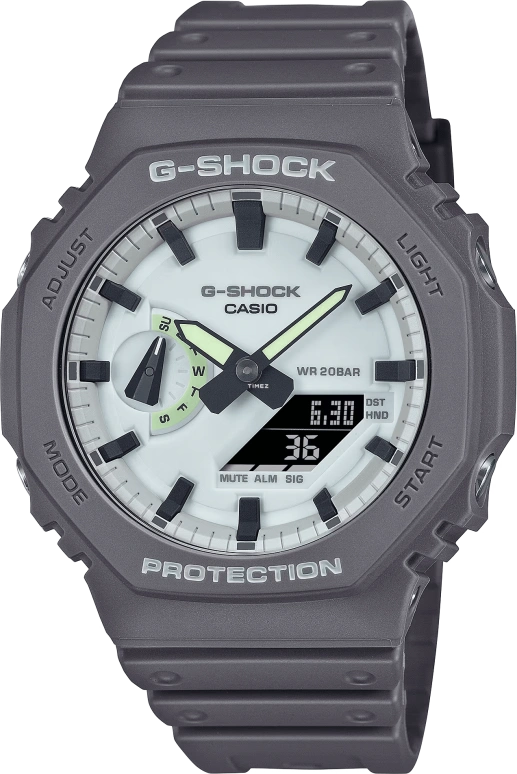 Casio,G-SHOCK 48.50x45.40mm,48.50x45.40mm,Carbon,Bio-sourced,Resin,White,Quartz,Countdown,Chronograph,Month,Date,Hardlex,Octagon,GA2100HD,GA2100HD-8A