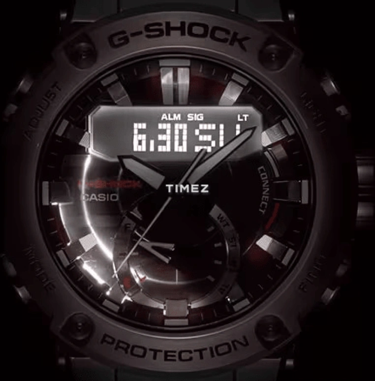 Casio,G-STEEL 46.50mm,46.50mm,Carbon,Black,Quartz,Countdown,Chronograph,Month,Date,Hardlex,Round,GSTB200,GSTB200-1A