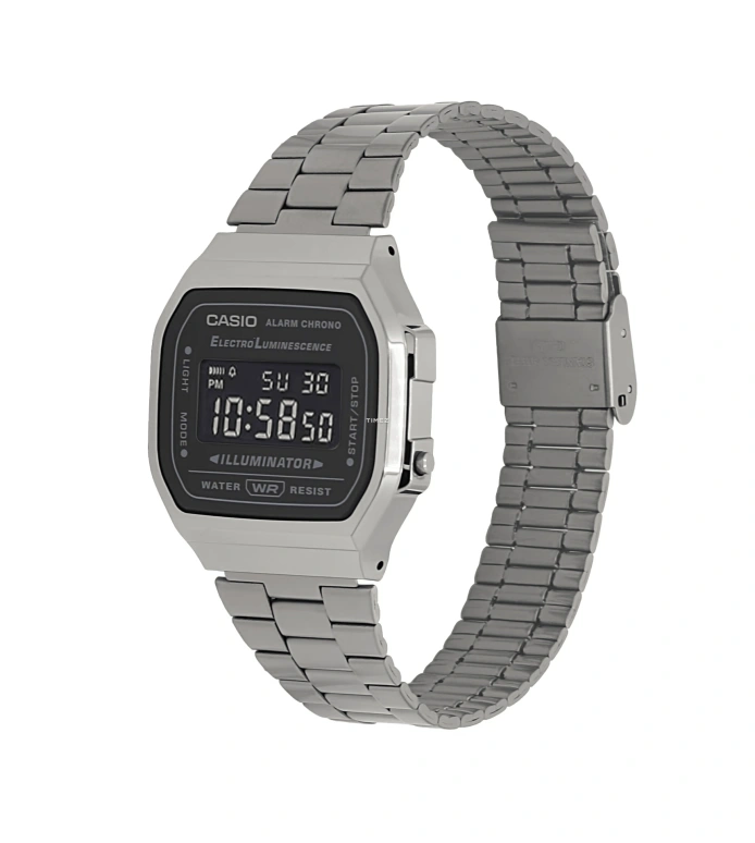 Casio,VINTAGE 38.60x36.30mm,38.60x36.30mm,Resin,Black,Quartz,Chronograph,Month,Date,Day,Plexi,Square,A168WGG,A168WGG-1BVT
