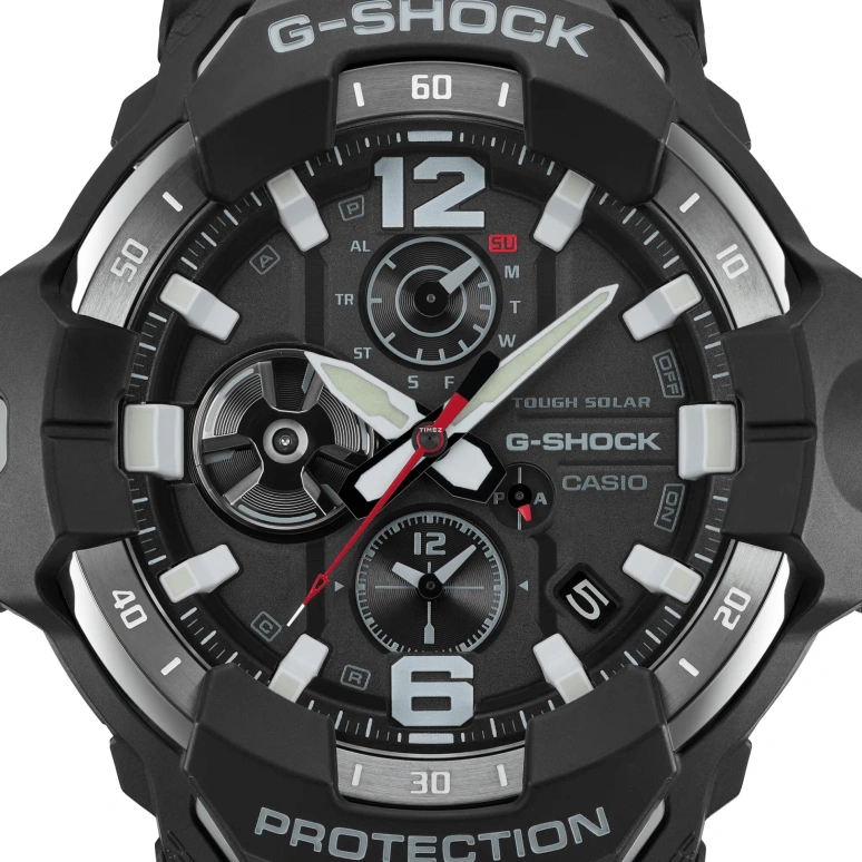 Casio,MASTER OF G - AIR 54.70mm,54.70mm,Bio-sourced,Resin,Grey,Quartz,Countdown,Chronograph,Date,Day,Hardlex,Round,GRB300,GRB300-1A