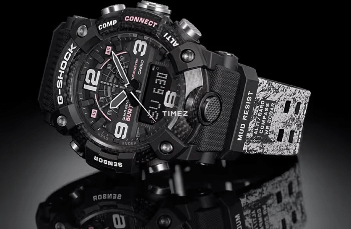 Casio,MASTER OF G - LAND 51.30mm,51.30mm,Resin,Black,Quartz,Countdown,Chronograph,Month,Date,Hardlex,Round,GGB100BTN,GGB100BTN-1A