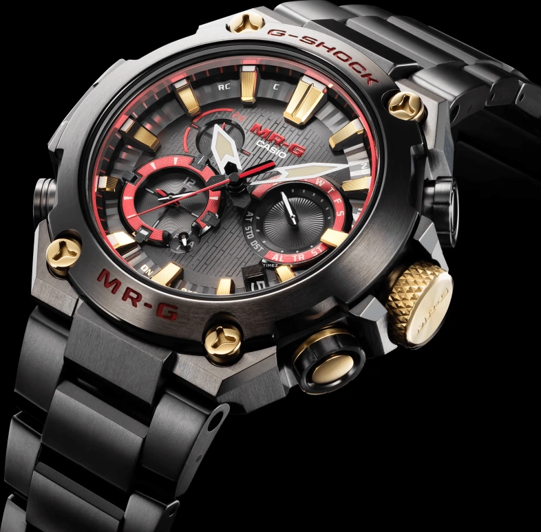 Casio,MR-G 54.70x49.80mm,54.70x49.80mm,Titanium,Black,Quartz,Countdown,Chronograph,Month,Date,Sapphire,Crystal Glass,Round,MRGB2000B,MRGB2000B-1A4