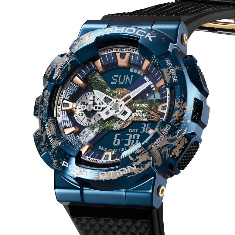 Casio,G-STEEL 48.80mm,48.80mm,Resin,Multi-Color,Quartz,Countdown,Chronograph,Month,Date,Hardlex,Round,GM110EARTH,GM110EARTH-1