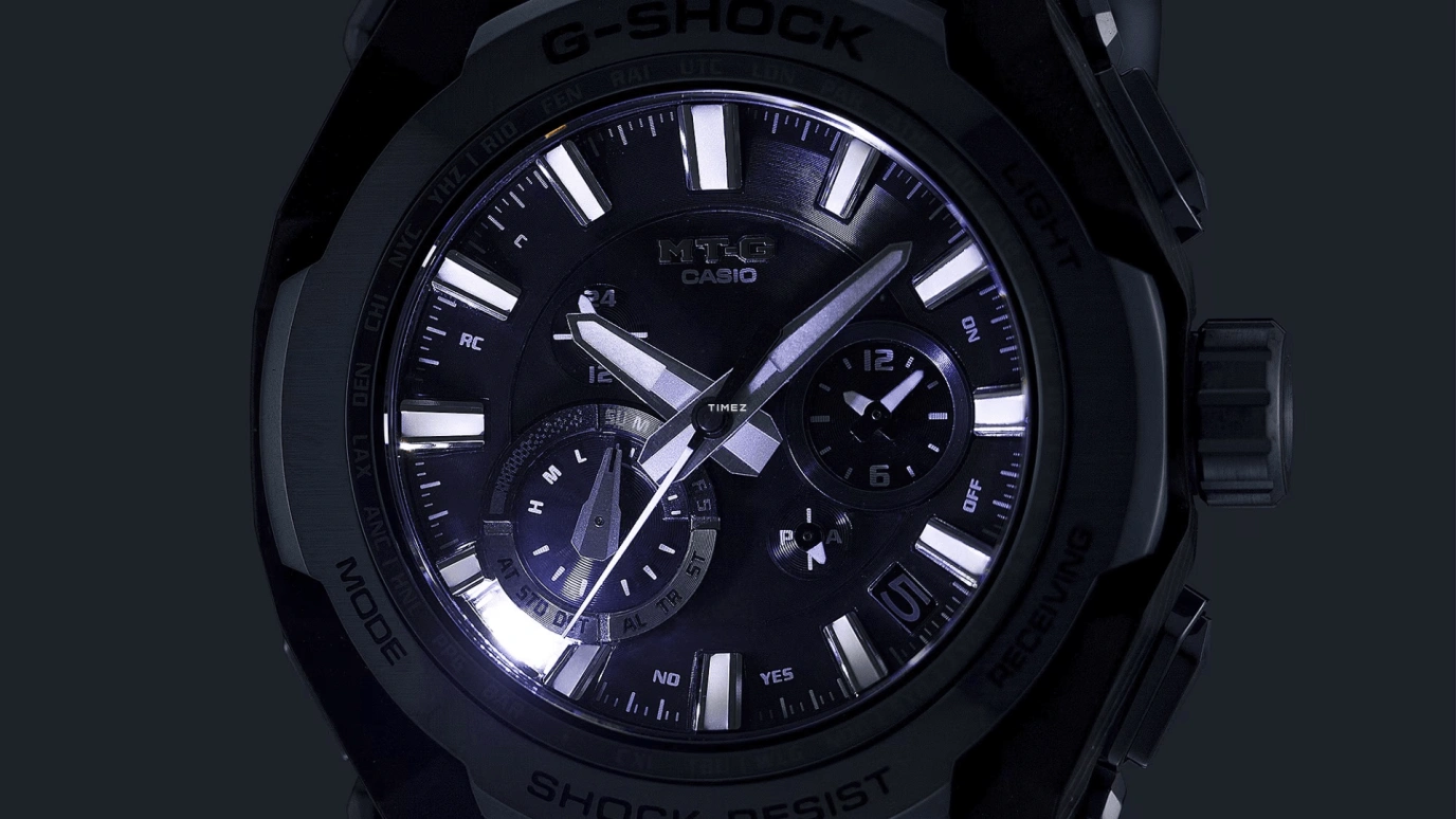 Casio,MTG 56.60x45.30mm,56.60x45.30mm,Stainless Steel,Carbon,Black,Quartz,Countdown,Chronograph,Date,Day,Sapphire,Crystal Glass,Round,MTGB4000B1A2
