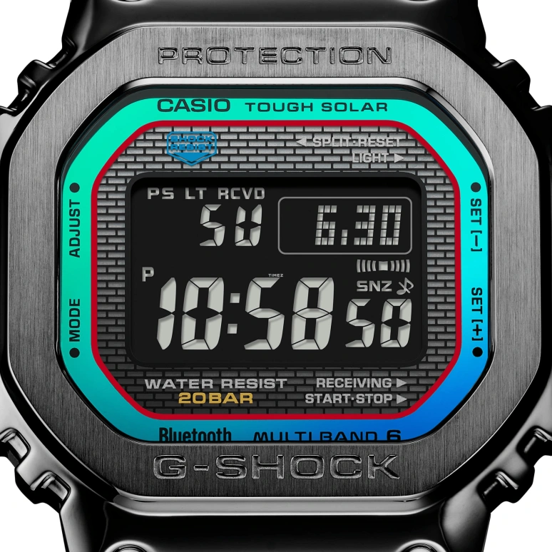 Casio,G-SHOCK 49.30x43.20mm,49.30x43.20mm,Stainless Steel,Black,Quartz,Countdown,Chronograph,Month,Date,Square,GMW,GMW-B5000BPC-1