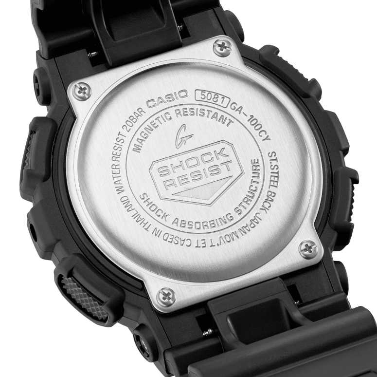 Casio,G-SHOCK 55x51.20mm,55x51.20mm,Resin,Black,Quartz,Countdown,Chronograph,Month,Date,Hardlex,Round,GA100CY,GA100CY-1A