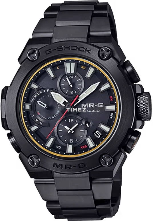 Casio,MR-G 52.20x46.30mm,52.20x46.30mm,Titanium,Black,Quartz,Countdown,Chronograph,Month,Date,Sapphire,Crystal Glass,Round,MRGB1000B,MRGB1000B-1A