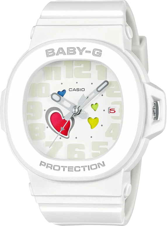 Casio,BABY-G 46.60x42.10mm,46.60x42.10mm,Resin,White,Quartz,Day,Hardlex,BGA10,BGA10-7A