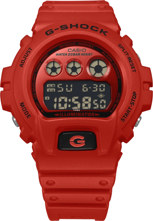 Casio,G-Shock 6900 53.20x50mm,53.20x50mm,Bio-sourced,Resin,Red,Quartz,Countdown,Chronograph,Month,Date,Hardlex,Round,DW6900RRB,DW6900RRB-4