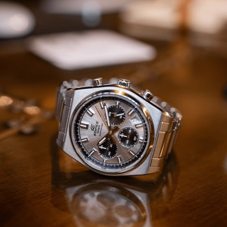Casio,EDIFICE 40mm,40mm,Stainless Steel,Grey,Quartz,Chronograph,Day,EFB730D,EFB730D-7AV