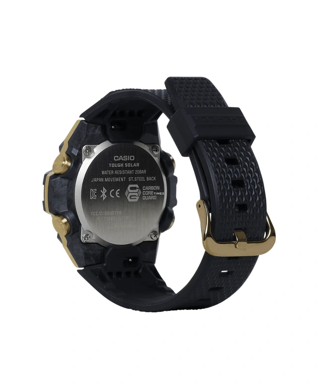 Casio,G-SHOCK 46.60x49.60mm,46.60x49.60mm,Resin,Stainless Steel,Black,Quartz,Countdown,Chronograph,Month,Date,Hardlex,Round,GSTB400GB1A9