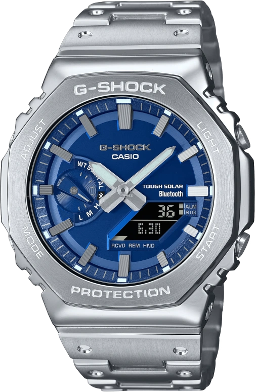 Casio,G-SHOCK 44.40mm,44.40mm,Stainless Steel,Blue,Quartz,Countdown,Chronograph,Month,Date,Hardlex,Octagon,GMB2100AD,GMB2100AD-2A