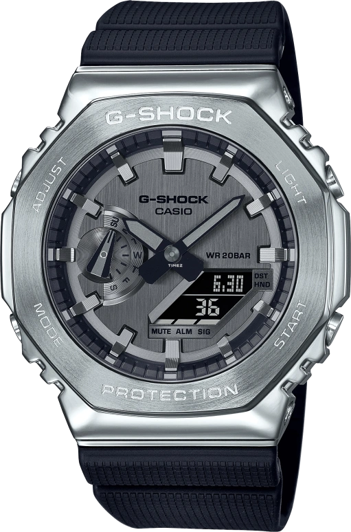 Casio,G-SHOCK 49.30x44.40mm,49.30x44.40mm,Stainless Steel,Grey,Quartz,Chronograph,Month,Date,Day,Hardlex,Octagon,GM,GM-2100-1A