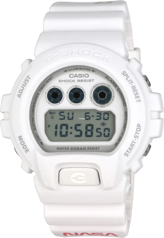Casio,G-Shock 6900 50mm,50mm,Resin,White,Grey,Quartz,Countdown,Chronograph,Month,Date,Hardlex,Round,DW6900NASA23,DW6900NASA23-7
