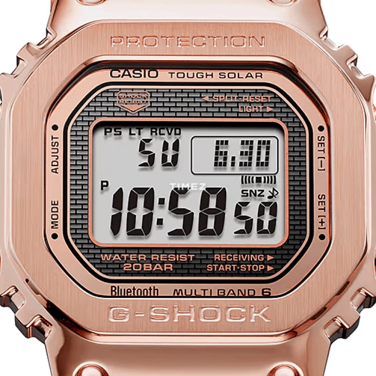 Casio,G-SHOCK 49.30x43.20mm,49.30x43.20mm,Stainless Steel,Grey,Quartz,Countdown,Chronograph,Perpetual Calendar,Month,Hardlex,Square,GMW,GMW-B5000GD-4
