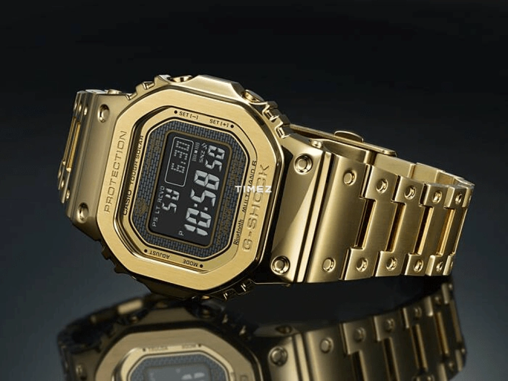 Casio,G-SHOCK 49.30x43.20mm,49.30x43.20mm,Stainless Steel,Black,Quartz,Countdown,Chronograph,Perpetual Calendar,Month,Hardlex,Square,GMW,GMW-B5000GD-9