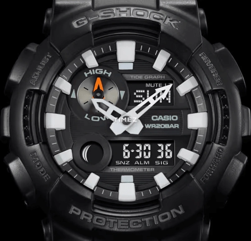 Casio,G-SHOCK 51.20mm,51.20mm,Resin,Black,Quartz,Countdown,Chronograph,Month,Date,Hardlex,Round,GAX100B,GAX100B-1A