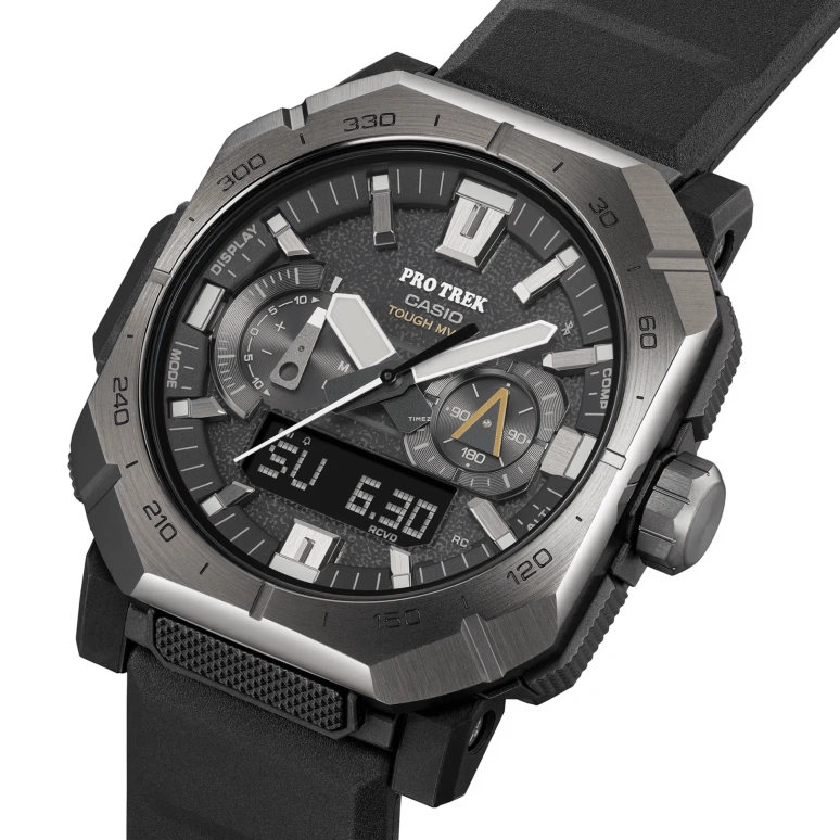 Casio,PROTREK 50.80x45.80mm,50.80x45.80mm,Resin,Stainless Steel,Bio-sourced,Black,Quartz,Countdown,Chronograph,Month,Date,Sapphire,Crystal Glass,Square,PRWB1000,PRWB1000-1