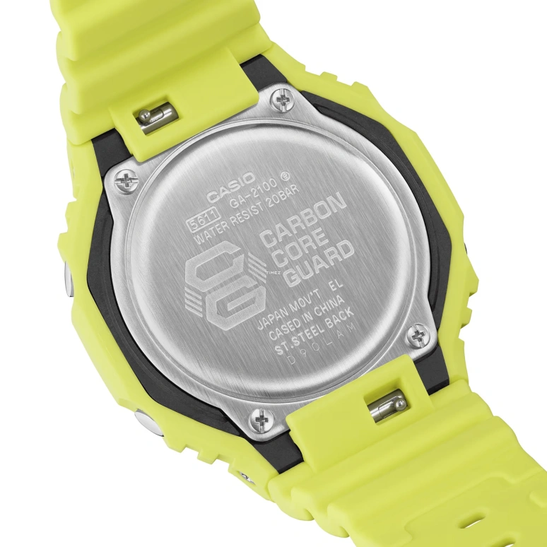 Casio,G-SHOCK 48.50x45.40mm,48.50x45.40mm,Carbon,Bio-sourced,Resin,Yellow,Quartz,Countdown,Chronograph,Month,Date,Hardlex,Round,GA2100,GA2100-9A9