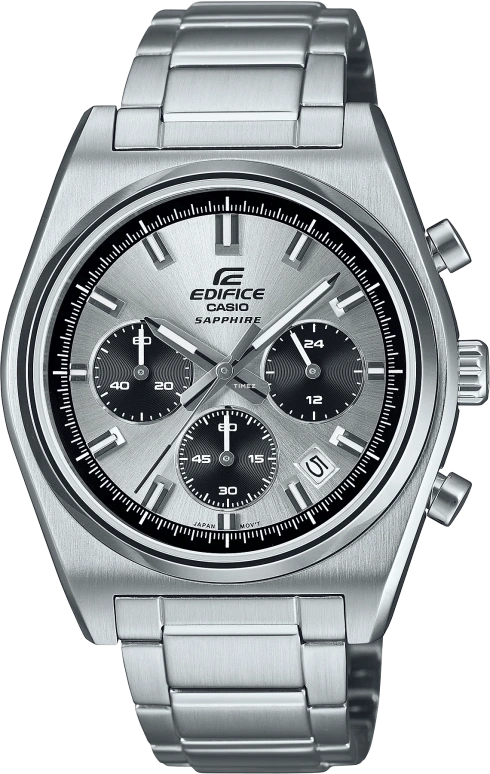 Casio,EDIFICE 40mm,40mm,Stainless Steel,Grey,Quartz,Chronograph,Day,EFB730D,EFB730D-7AV